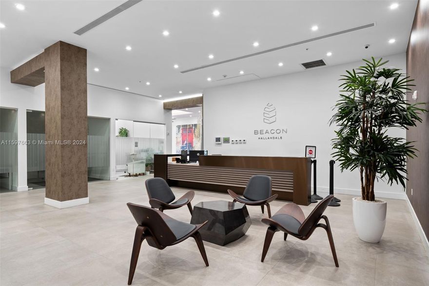 Rarely available for sale modern finished office with great views in high-end newly built Beacon Hallandale office tower. Large 800 sf space with porcelain floors, high ceilings, lots of natural light and air. Gated secured garage, valet parking, lobby, cafeteria. Perfectly located across the Gulfstream casino, right next to Aventura, Hallandale Beach, Sunny Isles and Hollywood. Office consists of large common space and two offices with glass partition. High speed internet is included.
Owners financing is available.