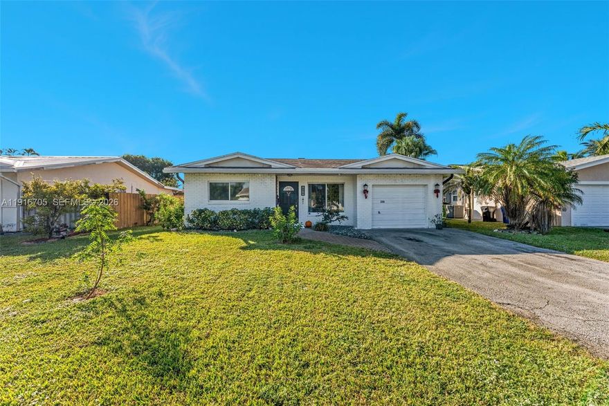 Discover this beautifully updated 3-bed, 2-bath home in the quiet and highly desired Palm Aire Village West, one of Fort Lauderdale’s most peaceful, centrally located neighborhoods with no HOA. Recently repainted and upgraded with a new roof, impact windows, new A/C, updated flooring, new water tank, electric panel, custom closets, and a newly screened-in patio with classic Saltillo clay tiling; this home is truly move-in ready. Inside, the remodeled kitchen features two pantries with pull-out drawers and new appliances. The primary bedroom includes a spacious walk-in closet, and the converted garage serves as a large third bedroom with window and closet. Enjoy a big indoor laundry room with new washer and dryer system, updated hook up, an updated sprinkler system, and a pull-down attic ladder for extra storage. The oversized backyard offers plenty of space for a pool and includes guayaba and lemon trees, while a neem tree in the front naturally helps repel pests. Perfectly located just 15 minutes from the beach, the home is surrounded by parks, including Fern Forest Nature Center, and it is minutes from everyday conveniences like Publix, Aldi, and a newly built Sprouts just 7 mins away. Public and private schools sit right across the street, and you’re only 10 minutes from top restaurants, malls, and entertainment in every direction. Quick access to both I-95 and the Turnpike makes commuting a breeze. A rare blend of comfort, upgrades, and location!