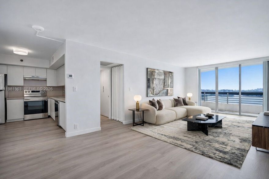 Discover the perfect waterfront condo in Aventura! This completely gut-renovated airy unit boasts an open floor plan with stunning bay views. Featuring a 2-bedroom split layout, both bedrooms offer amazing vistas. The residence showcases luxury vinyl flooring throughout, custom Italian cabinetry, stainless steel appliances, an eat-in kitchen area, automated shades, and a washer and dryer in the unit.

The building offers 5-star amenities, including gorgeous pools and a modern gym, all within walking distance of the beach. Enjoy breathtaking sunrises from your private balcony. Come explore everything Mystic Pointe has to offer!