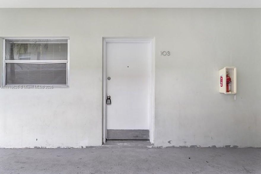1/1 unit located on East of Dixie Hwy in North Miami Beach area. Building is all fenced and has a secure gated courtyard entry. Gas stove and oven included into the hoa. Assigned parking space. Community pool located within courtyard patio outside of the door. Long term tenant is occupied with a yearly lease of $1600 rent and $3100 security deposit on hand. Lease expires 14 November 2026. For 50 years certification the monthly maintenance raised to    for roof replacement for 2 years. Then the maintenance will be back to it's previous payment.