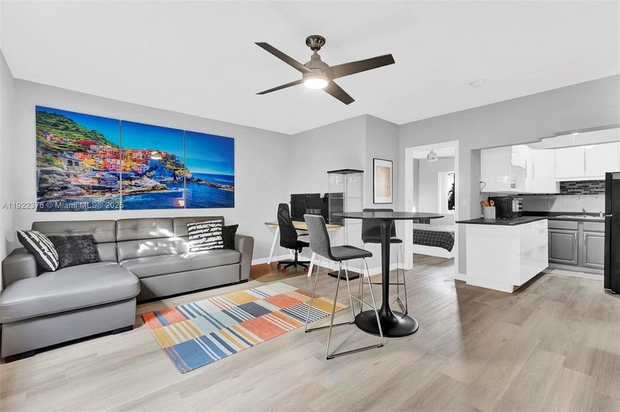 Completely renovated apartment located on the first floor. This unit offers 1 bed 1 bath, brand new kitchen, white cabinets, cooktop, impact windows, updated bathroom, freshly painted, beautiful garden views, a lot of natural light. Building offers green space and laundry facility; unit comes with 1 parking space assigned. Great location, walking distance to the Beach, Bal Harbour Shops, Dining, Rated "A" School School K-8, houses of worship, very easy access to expressways. Very easy to show. MINIMUM RENTAL 6 MONTHS OR MORE, APARTMENT CAN BE RENTED FURNISHED OR UNFURNISHED. PET FRIENDLY