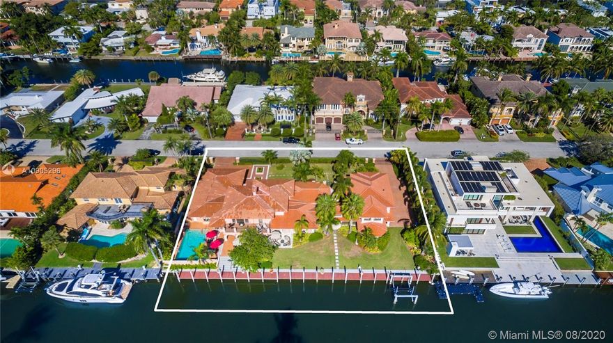 Large sprawling estate in coveted Seven Isles in Fort Lauderdale. Sitting on 200 ft of deep waterfrontage this property can be split into 2 lots. Amazing development opportunity! With a 26,024 square feet, this Mediterranean home boasts 8,000+ square feet of interior square footage. Located just minutes from the inlet, this location is truly priceless! This estate is gated with double entrances, features a large split floorplan, lush greenery, large chef’s kitchen, a library and multiple spaces to entertain including a grand backyard. This property also features a guest house, private dock and boat lift with easy access as it’s located only a few lots from the wide-open water. Don’t miss this opportunity in this amazing location!