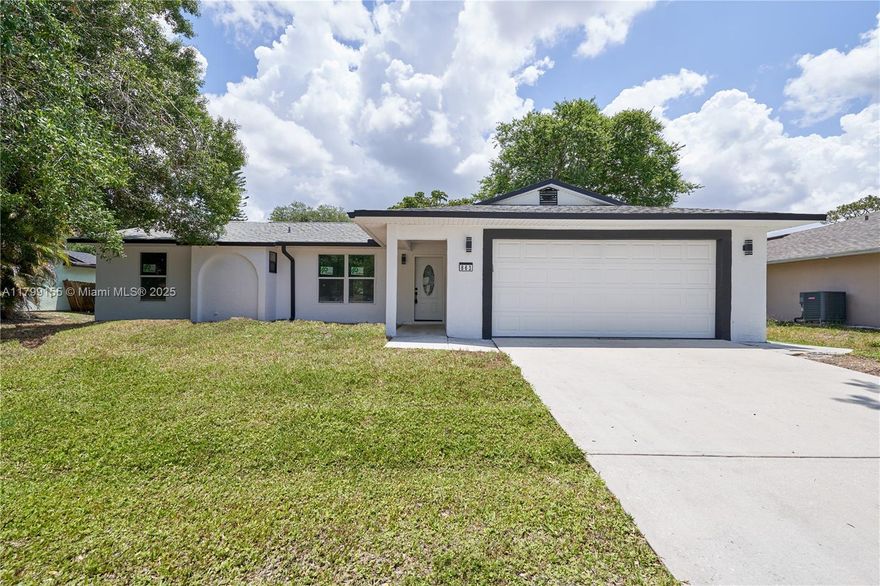 Fully remodeled and move-in ready! This stunning home offers 3 bedrooms, 2 updated bathrooms, and a flexible office space—perfect for remote work or creativity. Enjoy brand-new flooring, a modern kitchen with stainless steel appliances, and remodeled bathrooms with sleek finishes. The open layout is filled with natural light, creating a warm and inviting atmosphere. A new roof provides peace of mind, and the spacious backyard offers endless possibilities. Located in a quiet residential area of Palm Bay, you're just minutes from schools, parks, shopping, and a short drive to the beach. A perfect blend of comfort, style, and location—ideal for first-time buyers or anyone seeking a fresh start.