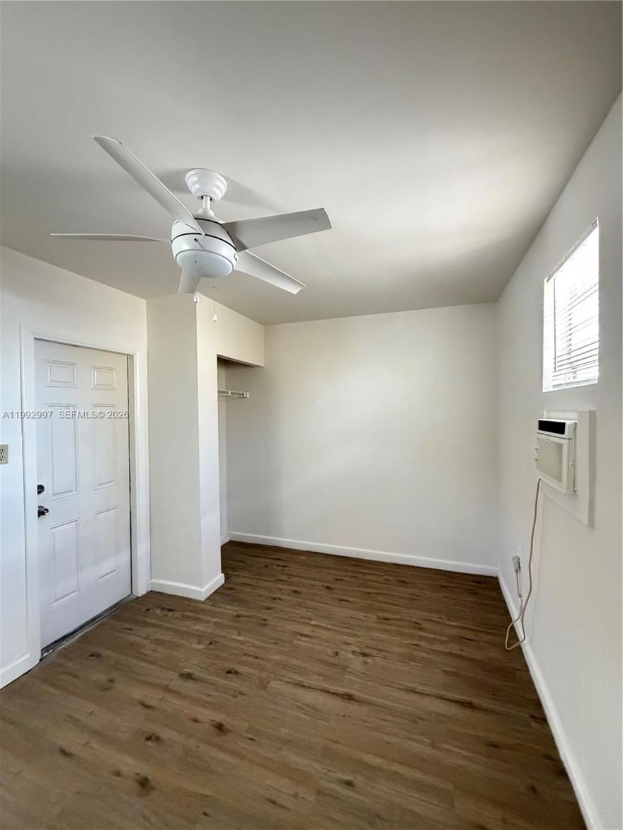 Excellent location!! For Rent, EFFICIENCY located behind main house (400 Square feet). Tenant will have their own private entrance and a very small private patio. One person max, Wall AC unit, just painted, new roof, new laminate floor. Rental includes electricity, water & wifi. Street parking outside of the house close to private entrance. NO SMOKING INSIDE. There is a refrigerator, BYO microwave, no kitchen sink inside studio. Centrally located, just North of Flagler Street. Close to everything in Miami, Restaurants, Shopping and the Airport. Very nice and attentive landlord.