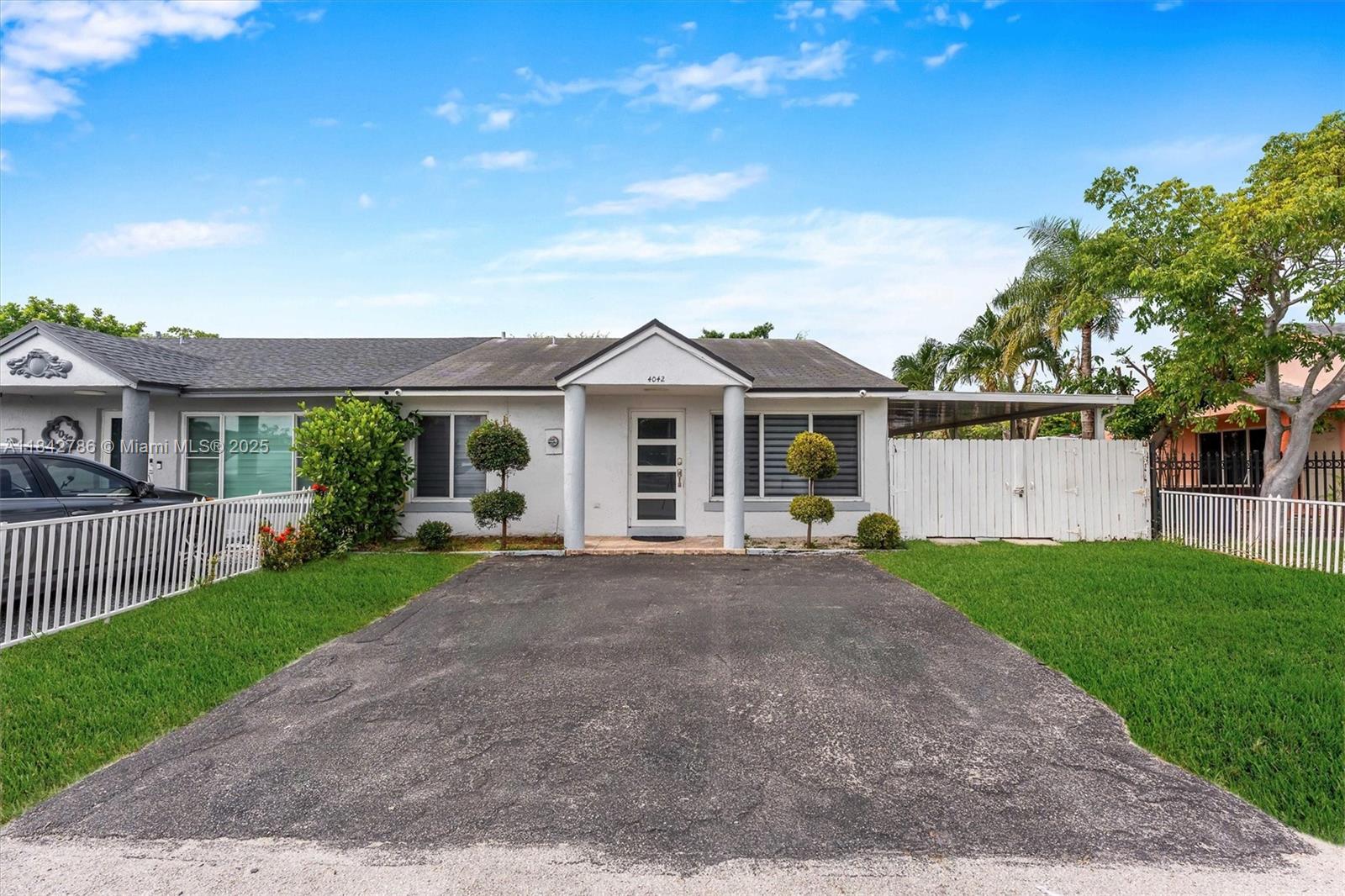 Charming 3-bedroom, 2-bath single-family home located in the heart of Miami Gardens. This well-maintained residence offers over 1,100 sq ft of living space with a functional layout, ideal for families or investors. Features include a spacious kitchen, tile flooring throughout, and a private backyard perfect for relaxing or entertaining. Nestled on a quiet street within a low-HOA community, the property is conveniently close to major highways, schools, shopping, and Hard Rock Stadium. Great opportunity to own in a growing area with strong rental potential!