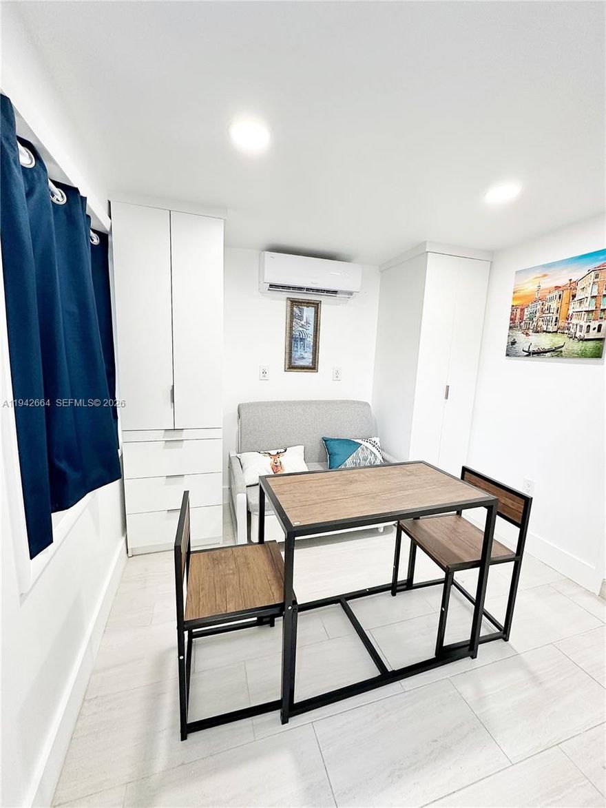 Updated Studio for one person. Studio is part of a triplex on a stand alone structure. Completely tiled with kitchenette and small fridge. Gated and off street parking. Rent includes, water, electricity and internet. Use of laundry machines twice per week. Centrally located and minutes from the airport and downtown. See Broker Remarks.