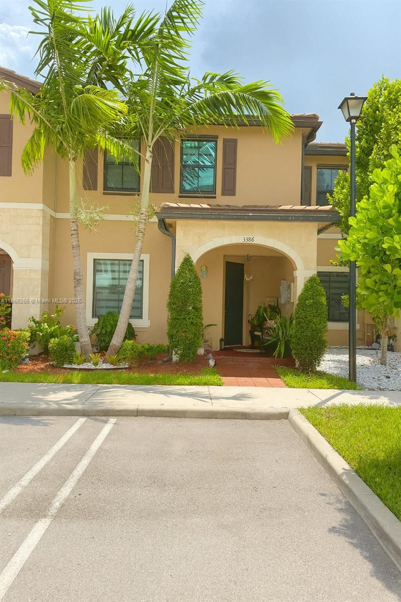 Impact windows and solar panels enhance this beautifully maintained 3 bed, 2.5 bath, home offering energy efficiency and peace of mind. The bright open floor plan features a modern kitchen with stainless steel appliances and spacious island seating. Living and dining areas flow seamlessly to the private outdoor patio, perfect for entertaining. Upstairs, generously sized bedrooms include a comfortable primary suite with walk-in closet. Stylish finishes, updated bathrooms, and ample storage add to the appeal. Ideally located near schools, shopping, and major highways—this move-in ready home combines comfort, style, and sustainability. Property recently appraised $530k as is condition.