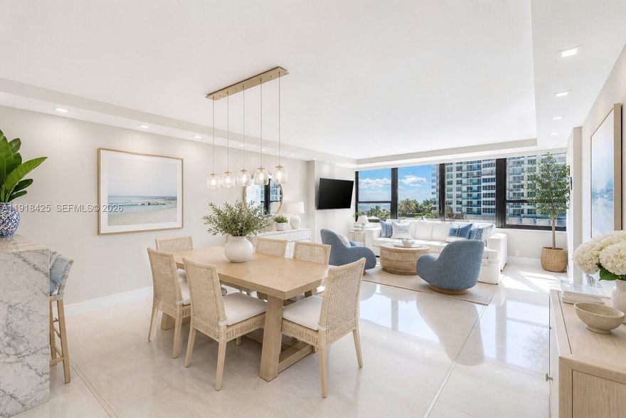 Welcome to this bright and modern residence at The Alexander, located on the south side of the building with sun all day. The home features an open living and dining area, a contemporary kitchen with island seating, and a private balcony overlooking the pool and ocean. The primary bedroom offers generous closet space and an en-suite bathroom, while the second bedroom has a full closet with a bathroom located across the hall. Additional features include an in-unit washer and dryer and tile floors throughout. Residents enjoy a direct beachfront location on Collins Avenue with easy access to the ocean, perfect for morning walks or taking your bike along the boardwalk. Resort-style amenities at The Alexander include two outdoor pools, an on-site restaurant and poolside bar, a fitness center with sauna, spa services, beach service, and valet parking. Owners have the flexibility to participate in the hotel rental program or rent the unit privately, offering an excellent opportunity for both personal use and income potential. A relaxed, welcoming home with every convenience at your doorstep.