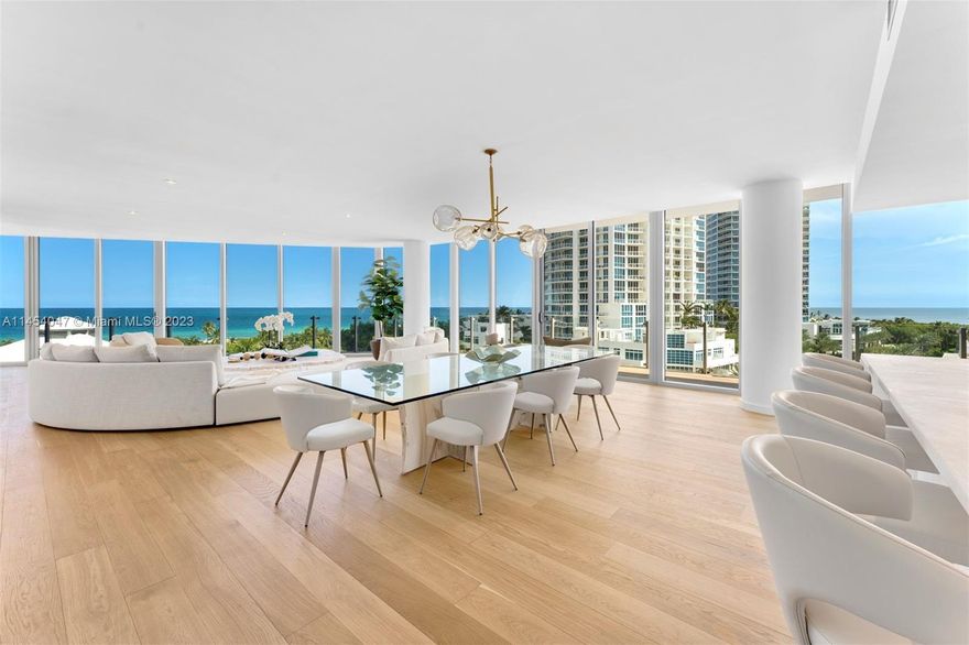 Embrace modern luxury living in this Penthouse with private rooftop at the heart of South-of-Fifth at One Ocean, where a waterfront lifestyle meets the vibrancy of the city. Blending form & function, this 3,339 sq. ft. penthouse is nestled in a prime location with unobstructed ocean views, showcasing South Beach’s coastal charm. This open-concept residence boasts its own rooftop oasis with sunrise to sunset views, wraparound balcony, floor-to-ceiling windows, & private elevator entrance, setting the stage for a lifestyle of comfort & entertainment. Exquisitely finished, the kitchen exhibits marble countertops, wooden cabinetry, Wolf appliances & wine cooler. Enjoy resort-style amenities steps away from the famous fine dining & shopping of South Beach.