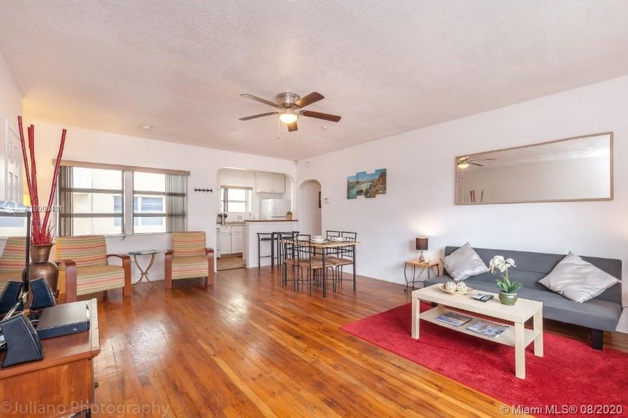 1000SqFt furnished apartment on Normandy Island one block away from Normandy Isle Park and Pool, close to shops, and 2 miles to the beach. Apartment is located on the second floor of a 4 unit building with a code secured gate. It has lots of closet space and all the essentials to move right in. Apartment can be rented unfurnished.This is a quiet family oriented residential neighborhood with free street unassigned parking, no decal required. You can also catch the Miami Beach Free Trolley bus 1 block away with 24 hr Walgreens around the block. Rapid approval available. Available furnished for $100. Call Esther Herrera For a private tour.