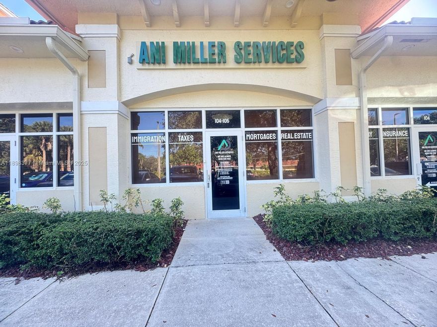 Modern Professional Office for Lease in Cooper City! Offering 1,015 sq. ft. of beautifully built-out space in excellent condition. Includes 4 private offices, 4 cubicles, a large conference room, kitchen area, and welcoming reception space perfect for professional or business use. Located in a prime, high-demand area with easy access to major roads, restaurants, and retail. Plenty of on-site parking available for staff and clients. Ideal for medical, legal, or administrative professionals seeking a clean, efficient, and inspiring workspace. Electricity and internet billed separately. Schedule your viewing today and elevate your business presence in one of Cooper City’s best locations!