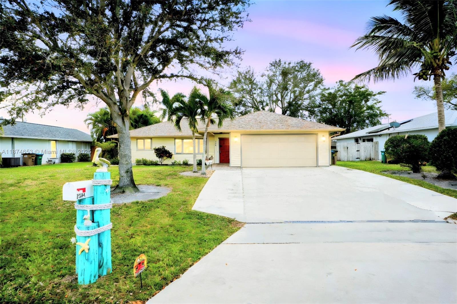 This inviting & cozy 4-bedroom, 3-bathroom originally started as a 3/2 with a den, offering ample space & versatility. The home features impact windows throughout. The kitchen is equipped with stainless steel appliances. Additional features include solar panels, promoting energy efficiency & sustainability, and a generator connection supporting both 220 V & 110 V. Enjoy the spacious yard spaces, which offer plenty of room for a pool, relaxation, entertainment, and screened in lanai. Garage features an automatic door opener and a secure code panel for easy access. Located in a sought after neighborhood, this home offers easy access to schools, shopping, and parks. This property is move-in ready and awaiting your personal touch.