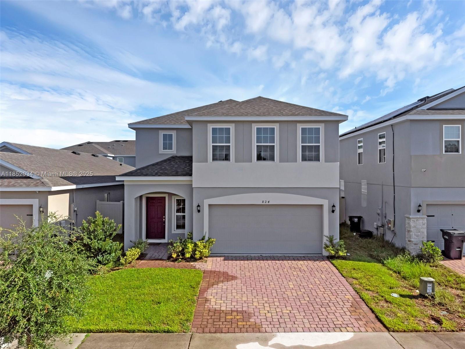 SoFla too expensive?? Come to 824 Scrub Oak Hammock Rd in Davenport, FL!! —a newer 4 bedroom (+ extra room), 2.5 bathroom open-concept home with tile flooring in the first level and wood vinyl flooring throughout the stairs and the second level. The first level features the open kitchen and living space w/ additional room that can be used as an office or guest bedroom with the half bathroom right across. The 2nd floor contains a deep loft area that can be used as a playroom or family space with the bedrooms together w/ the laundry room close by. Amazing amenities in community and solar panels will be paid off @ closing AT NO COST TO BUYER! Airbnb/VRBO/short-term rental friendly!! Come and see!!