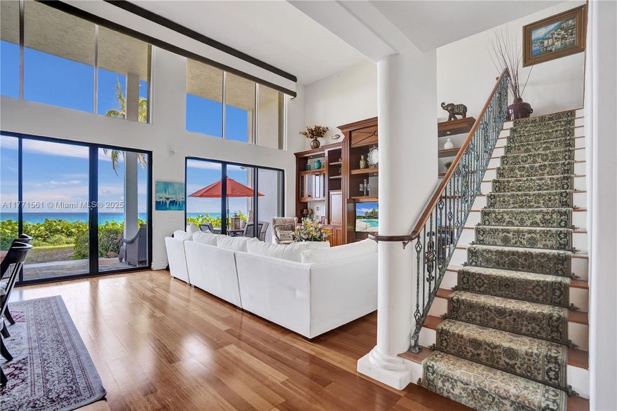 ONE OF A KIND DESIGN: Stunning two-story oceanfront residence at The Brighton, Boca Raton’s exclusive boutique building. This fully furnished 3-bedroom, 3-bathroom home offers UNMATCHED OCEANFRONT VIEWS, direct beach access, and an open, airy design. A spacious 17’ high living/dining area flows seamlessly onto a recessed 10x30 deck, perfect for enjoying skyward views and gentle ocean breezes.  The second-floor sitting room and office/3rd bedroom overlook the waves, while two master suites share a 4’x30’ covered terrace. Elegant wood floors, curved architectural details, FULLY FURNISHED & MOVE IN READY, create an inviting retreat. Enjoy top-tier amenities, including a heated infinity pool, gym, sauna, two assigned parking spaces, and recent renovations. All utilities included!