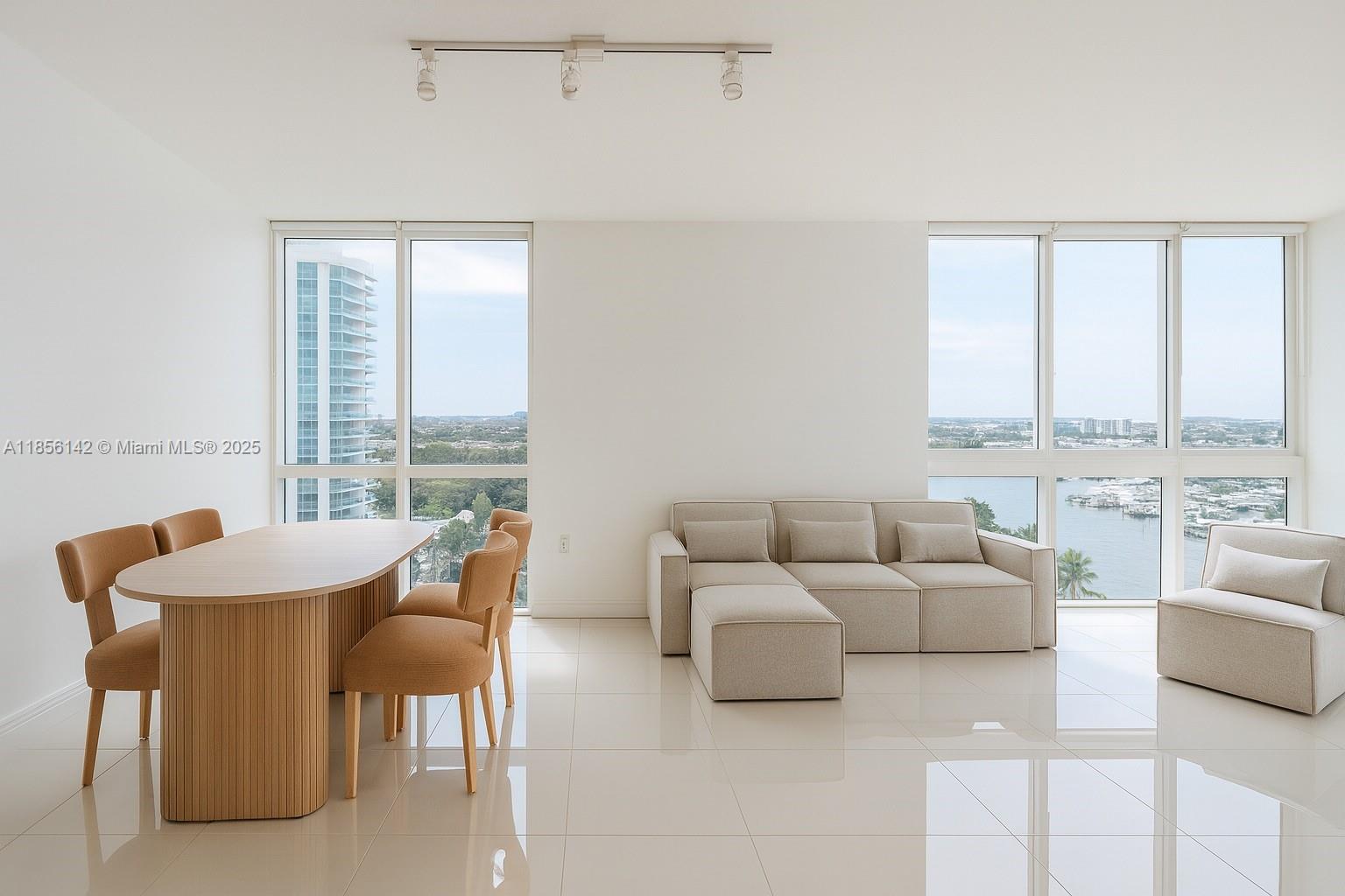 Furnished and Renovated unit Available for 6 months or more. Corner unit. Abundance of windows providing natural light and panoramic views (river, yachts, and breathtaking sunsets.) Two Master Bedrooms feature en-suite bathrooms and walk-in closets, positioned on opposite sides of the unit for enhanced privacy. Parking and Storage available at extra cost. Pets are welcome in this unit. This gated community offers a serene living environment with a beautiful park located right next door, perfect for relaxing walks and outdoor activities by the river. Centrally Located: 8min airport, 10min downtown, 8min wynnwood, 13min Brickell, 16min from Miami Beach, 15min to Coral Gables, 5 min hospital. Water and Trash included in rent.