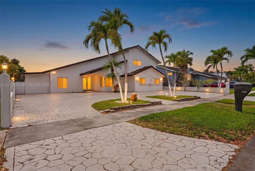 Spacious and beautifully maintained 5-bedroom, 5-bathroom pool home with no HOA! This impressive residence offers a versatile layout featuring 2 bedrooms and 3 full bathrooms downstairs, perfect for guests, in-laws, or a home office setup. Step inside to soaring vaulted wood-beam ceilings, abundant natural light, and expansive living areas designed for both comfort and entertaining. The updated kitchen features wood cabinetry, stainless steel appliances, and ample storage space. Upstairs, enjoy additional bedrooms along with access to a large private balcony overlooking the pool area. The backyard is built for South Florida living with a sparkling pool, spacious patio, and plenty of room to entertain. Oversized circular driveway provides ample parking for multiple vehicles, boat, or RV. Conveniently located near top-rated schools, shopping, dining, and major highways. A rare opportunity with space, flexibility, and no association restrictions!