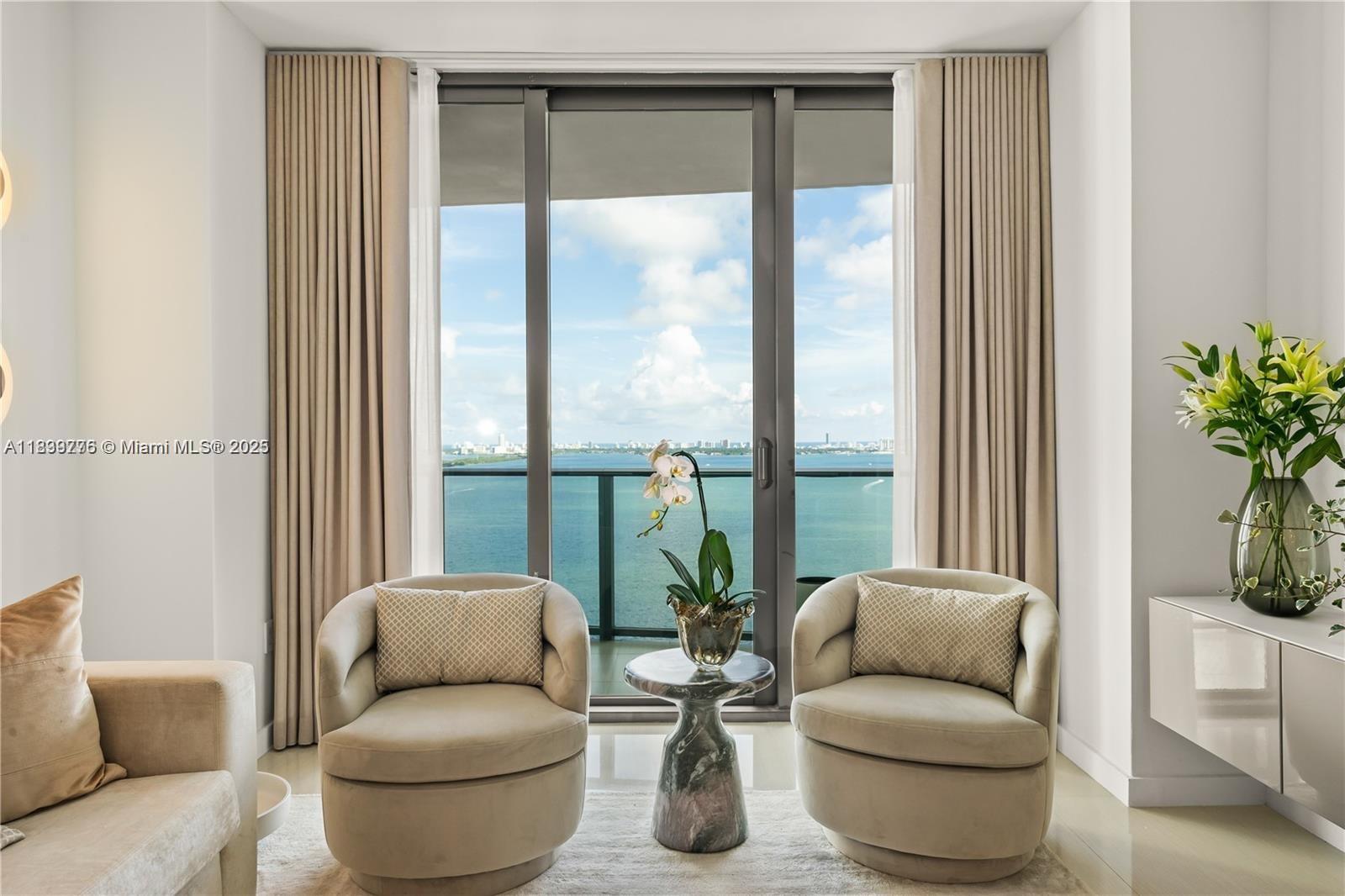 Stunning waterfront high floor unit at prestigious Icon Bay Condo. This is a spacious, fully furnished Fully, equipped, and ready to move ,contemporary one bedroom unit located on the 25th floor facing Biscayne Bay & the Miami Beach skyline. Building amenities include Full Fitness center, Spa, Movie Theater, Lounge Area, Party Room and much more.