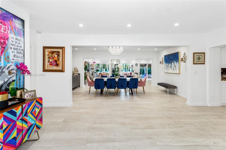 Enter this beautifully updated and impeccably renovated residence to views of the expansive open living space. Your eyes will be drawn to the inviting outdoor area. The tropical oasis has a great space to entertain in the Miami lifestyle- large pergola for sitting and dining, plenty of room to lounge and swim in the heated pool. Master bedroom suite has an enormous custom closet. Enjoy cooking in the gourmet chef’s kitchen with 3 sinks, multiple refrigerators, gas stove and grill. Besides the open living areas there are rooms that can be used for quiet office space. Home is equipped with a full house generator and water purification system. 
Conviently located to restaurants, shopping, beaches and houses of worship.
Priced to sell. Don’t miss out.