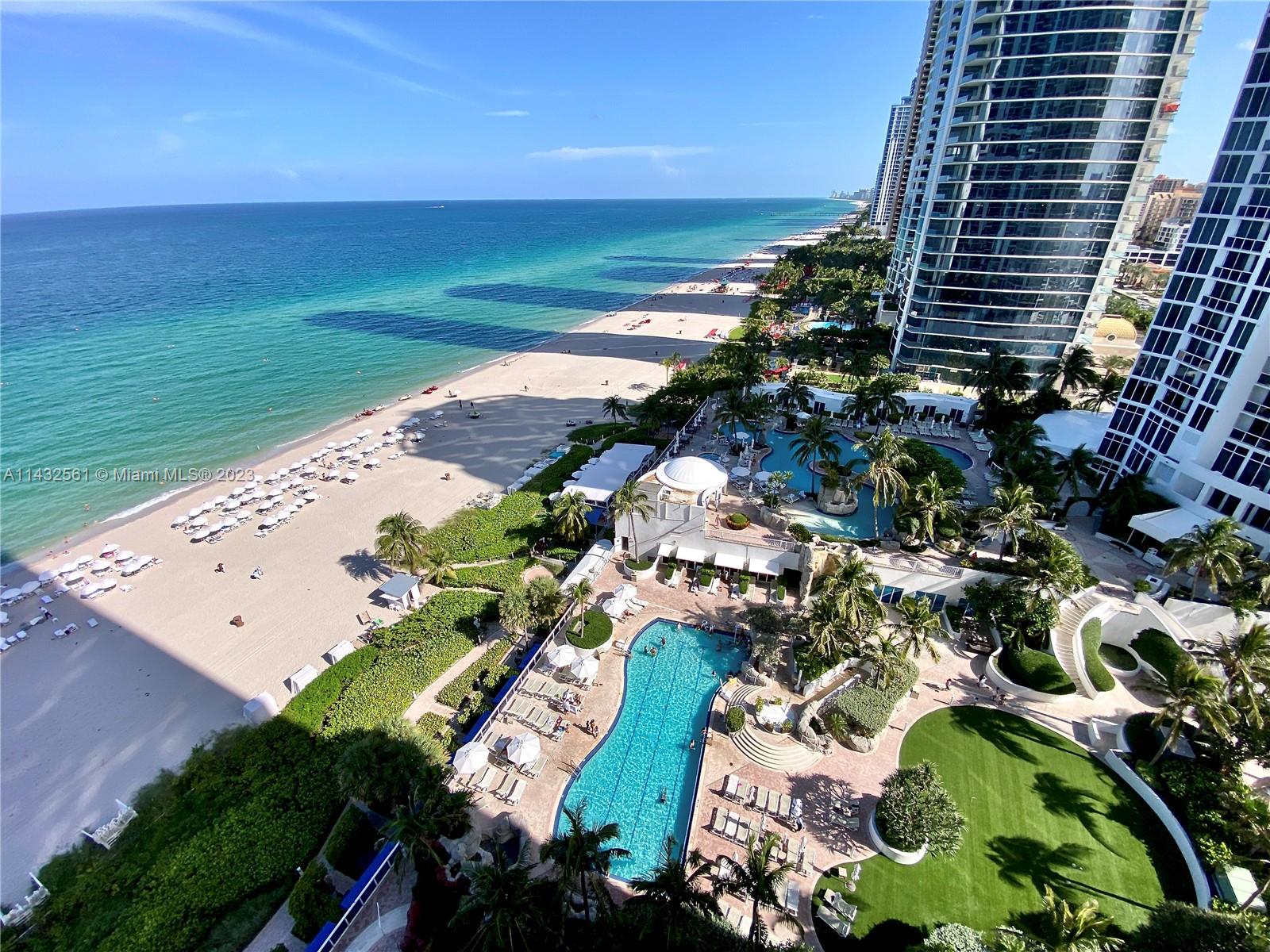 Breathtaking direct ocean views from every room in the Luxurious Trump Palace . This 2 bedroom 2 full bathroom plus 1/2 bath residence is a true diamond. Step of elevator enter to your semi private foyer. Marbles floors, Italian kitchen with SS appliances, sub zero fridge, floor to ceiling windows . Five star amenities include full access to Trump International Hotel, spas, two gyms, tennis courts, beach service, 3 restaurants, concierge service, kids play area, dog park, free valet parking, 24hs security