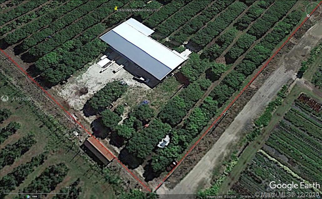 PRIME 40-acre INCOME producing Miami, Redland Area in-fill location with significant short and long-term appreciation potential. A unique opportunity for Builders and Developers, near desirable very high-growth corridor of Eureka Drive and Krome Avenue. Currently operating as a premium, commercial Mango grove. Grove crops include world-class Keitt and Tommy Atkin mango varieties. The area is suitable for many other present and future uses. 40 ACRE property can be subdivided. Property includes an existing state of the art 6,250 sf warehouse structure-built to the latest Miami-Dade County codes-with large cooler and freezer capacity, and currently serves as a fruit packing house. Please contact LA to discuss. PLEASE SEE ATTACHED MARKETING FLYER FOR MORE INFORMATION AND INVESTMENT HIGHLIGHTS.