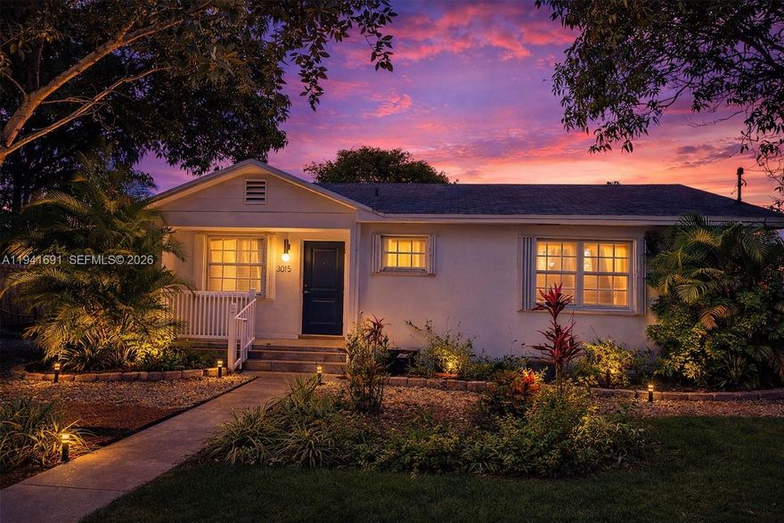 Well located Pines neighborhood property west of Silver Bluff, offering T3-O zoning with land use allowing duplex development (5700), just minutes from Coconut Grove, Coral Gables, Brickell and Downtown Miami. The surrounding area is rapidly evolving with new construction and higher value homes, making this a prime location for long term appreciation. The home features a solid CBS structure with a versatile layout, including an extra room with bathroom and walk-in closet. Ideal for multigenerational living, home office use, or guest accommodations. The main living areas provide over 1,400 square feet of functional space, ready for personalization. The updated galley kitchen features white shaker cabinetry, marble stone counters, a pantry, and modern lighting, offering efficient workflow and ample storage. Bathroom has been updated and includes a walk-in shower with stacked large-format porcelain tile, safety grab bars, contemporary lighting and wood-look plank tile flooring. Attic framing is constructed of original Dade County pine and is in excellent condition. A long private driveway and detached one-car garage provide excellent parking and storage flexibility.  A recent January 2026 4-point inspection reflects over 6 years of remaining roof life, and the HVAC system was replaced in 2023. The property is being sold As-Is and presents an outstanding opportunity to add cosmetic touches and create a personalized Miami residence in a high-demand central location. Easy to show.