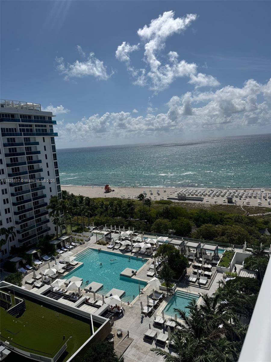 Live in a beautiful oceanfront condominium with stunning northeast ocean views. This spacious unit features an open kitchen, tile floors, 9-foot ceilings, new stainless steel appliances, renovated bathroom, new doors, and extra closet space. Enjoy amenities including two heated pools, poolside towel and food service, lounge chairs, on-site cafés and restaurants. Conveniently located near a store and museum, and just a short walk to Lincoln Road. No car needed.