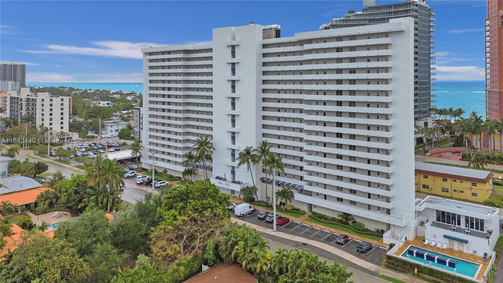 See the Ocean from every room! This spacious 1 Bedroom 1.5 Bathroom unit is exactly what you've been looking for! Remodeled open concept WINDOWED KITCHEN features solid wood cabinets, granite counters & stainless-steel appliances. There is ALSO a separate dining area which could be used as a home office. Lots of closets and storage (additional storage area too!). Tile floors throughout. En-suite bath in the bedroom AND balcony access from the bedroom as well as from the living room. 24 hour attended lobby. Heated pool, sauna & fitness center are yours to enjoy as well. Water, Internet and basic cable are included. Hurricane doors/windows on the West side of the unit & bedroom, complete hurricane shutters across the balcony. Lu Deaner Park & Famed Fort Lauderdale Beach across the street!