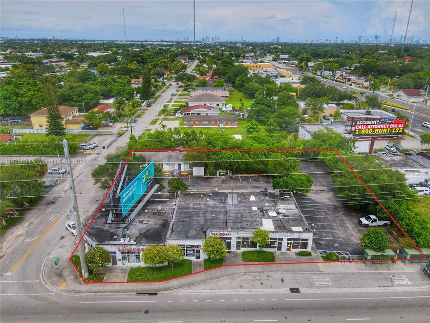 Great opportunity to purchase Strip Mall at very busy intersection 441 State Road 7 and Hallandale Beach Blvd. Traffic approximately 72,000 cars daily. Large lot 35,909 square feet (0.81 of Acre)  Currently 100% occupied. Total 5 businesses + Billboard.  Billboard included in the price, currently leased and brings extra income.