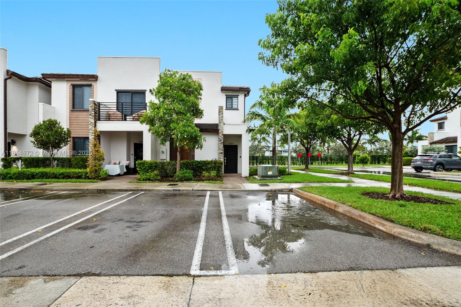 Perfectly situated corner townhome just steps away from community amenities: tennis courts, pool, and fitness center! Enjoy absolute privacy at the end of the block in this beautifully-maintained home featuring 3 bedrooms, 3 full baths, with a full bedroom and bathroom downstairs. Bright and inviting with blinds and curtains throughout, stylish light fixtures, and tasteful wall décor included. Brand-new Samsung washer/dryer, regularly serviced A/C, and move-in ready condition make this the perfect place to call home. Second floor includes the primary suite with walk in closet and private bathroom, a second bedroom with a walk-in closet and private bathroom. Just minutes away from major expressways and Aventura Mall.
