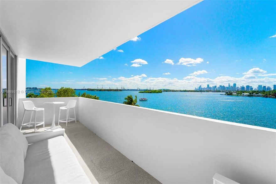 Architectural  Digest quality renovation.   Brand new fully furnish 2 bedroom & 2 bathroom corner home.   Offers spectacular  views of Biscayne Bay and the Miami city skyline.  Enjoy postcard perfect sunset views from every room.  
Coveted covered parking space.