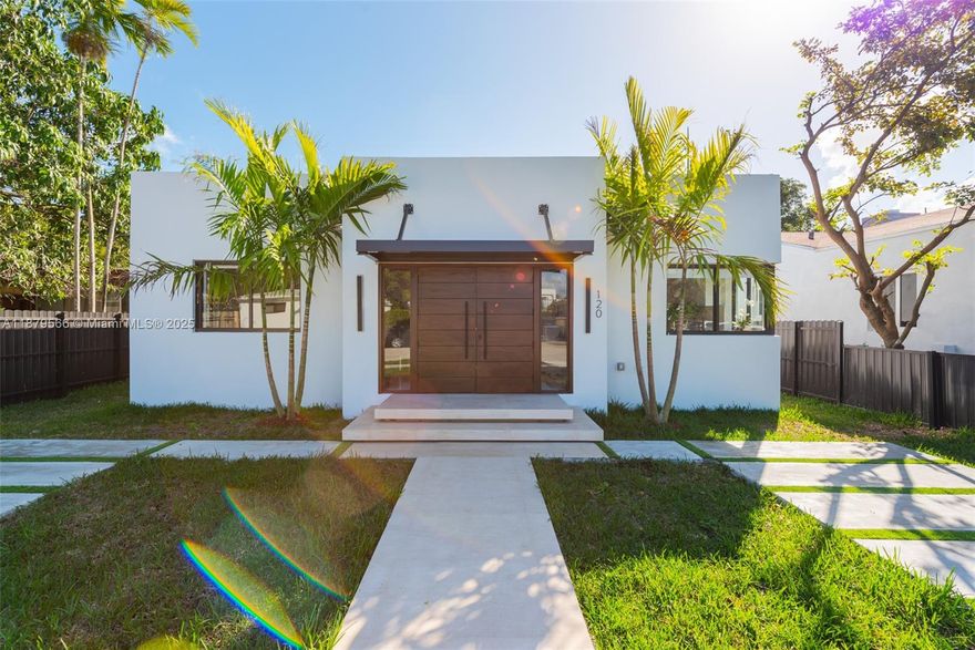 Chic fully remodeled residence in hip & happening Buena Vista! Moments away from the Design District! Easy living all on one floor! This spacious 4BD/3BA home was fully gut renovated, doubled in size & meticulously designed by award-winning high end interior designer, Carmen LandaetaDesign Studio. Boasting spacious sun-filled bedrooms, impact windows, gleaming wood & limestone floors, gorgeous white kitchen w/ breakfast bar & top-of-the-line appliances, stunning Great Room w/ high 12ft ceilings in natural wood, custom built closets, & primary suite w/ spacious walk-in closet & dual sinks. Enjoy a sunroom, formal dining, separate office area & full sized washer/dryer. The serene backyard is fully fenced, private & has ample room for a pool! NOT IN FLOOD ZONE & SAVE ON FLOOD INSURANCE!