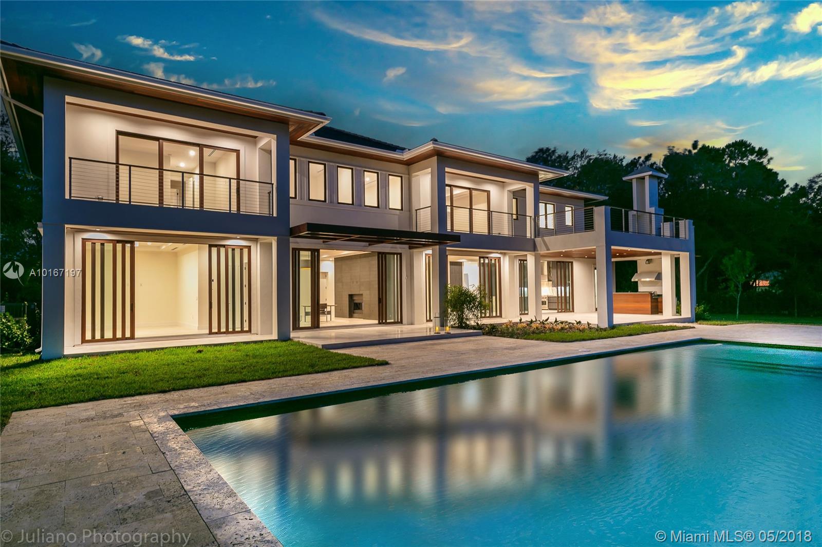 Stunning New Construction home on prestigious Suburban DR. Featuring 5 suite bedrooms, private service suite, 1 extra Bedroom and gym, den or media room, cabana bath, powder room. Enjoy the beautiful gourmet kitchen with Thermador appliances & marble countertops. Relax in the privacy of your lushly landscaped backyard, swimming pool Jacuzzi & summer kitchen. Beautiful exterior & interior water features, smart house pre-wired. House expected to be complete by mid April 2018.