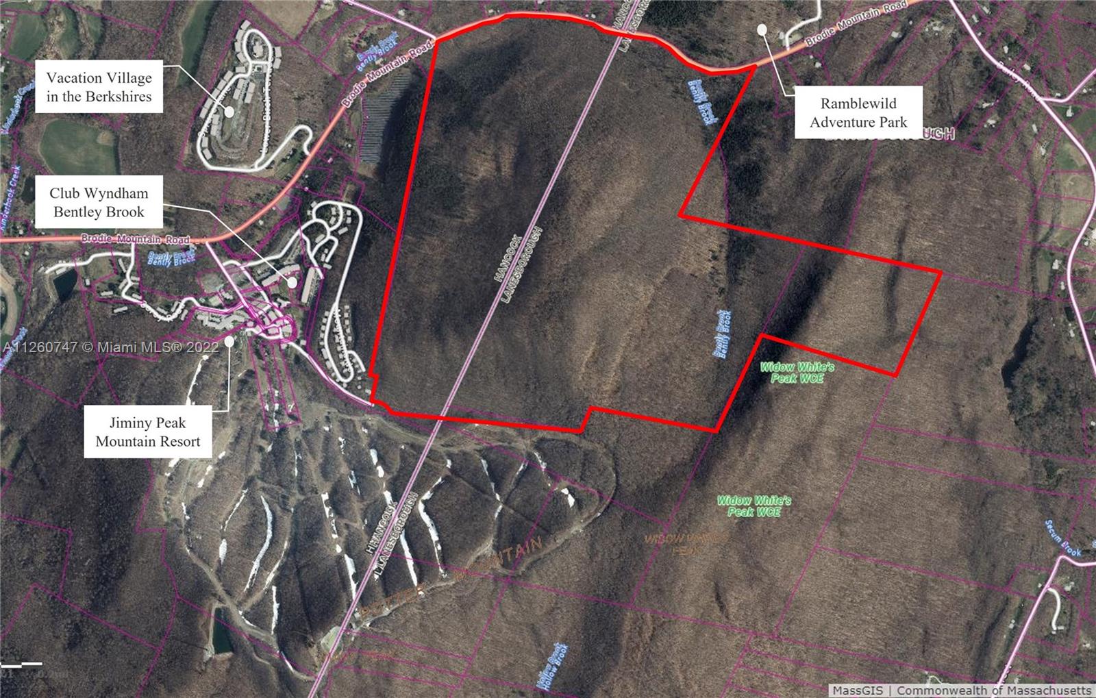 The Potter Mountain Tract offers investors the opportunity to develop residential, hospitality,
commercial, or mixed-use projects within a huge 550 acre plot.
The total acreage is composed of three plots of which 194 acres are in the Town of Hancock and 364
acres are in the Town of Lanesborough. The Lanesborough portion is enrolled in Chapter 61 which offers
reductions of tax costs for landowners who maintain the property undeveloped an manage it as a
forestland.
Tha Hancock portion has been minimally harvested for its timber and is not enrolled in the Chapter 61
program. A developer may withdraw from the programs and develop under the "Limited Business" or
the "Residential and Agricultural" zoning designations.
