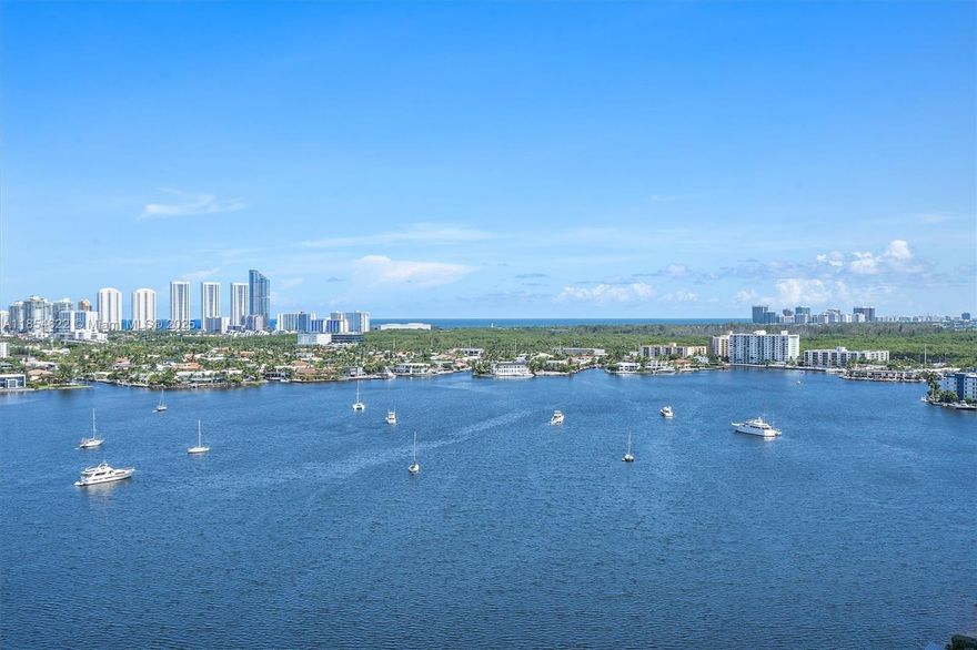 One of a kind unit overlooking the Intracoastal/ private Marina and Ocean. Wake up and enjoy a gorgeous sunrise and sunset,Spectacular water views from every room
in this 2 bedroom | 2 bathroom condo in a prestigious Marina Palms. Spacious living area, top of the line appliances and finishes. Live in a gated community. Building features 5
star amenities: pool deck, marina, State-of-the-art fitness center, news cafe Club room, business lounge with conference room, kids playroom. Full se4rvice marina, complementary
gym classes and more.