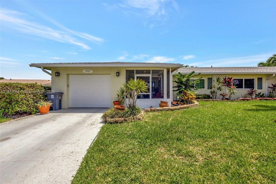 Beautifully updated 2BD/2BA villa in a vibrant 55+ community on a quiet cul-de-sac. Features 2 year old roof, impact windows, doors and garage door, new AC and Rainsoft water and air filtration system,  tile flooring throughout (except for the 2nd bedroom) and screened front porch. Both bathrooms are fully renovated with walk-in showers and a spa-like primary bath with 8 massage jets and rainfall shower tower. Delray Villas is a 55+ community with access to a full calendar of social events, fitness classes and community activities. Low HOA includes lawn maintenance, cable and internet! Furniture also available for sale!