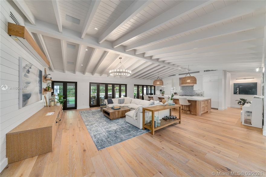 A one of a kind tropical oasis in the center of Miami. Newly completed in 2021, Casa Paraiso has taken its inspiration from the most spectacular homes in the Caribbean Islands. A one story 7,000 Sq. Ft. (indoor/outdoor) masterpiece on approx. 1 Acre with the most spectacular tropical landscaping and grounds including an 11 ft. deep lagoon pool with waterfalls, fire pit, tennis/basketball court, & outdoor BBQ/Pizza kitchen. Exquisite nautical & warm interiors- high vaulted ceilings, blonde oak wood floors, custom millwork, chef’s gas kitchen, private dining & 300 bottle wine cellar, impressive master & guest suites, and a car collector’s dream garage. Ideally located- 3 minutes to the highway, 5 minutes to Sunset Place, 20 Minutes to Design District.