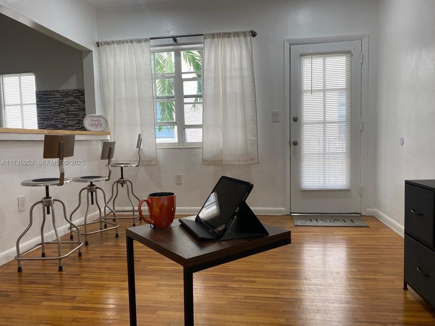 Beautifully Designed Upstairs Unit, One Block From Lincoln Road, Lots of Light and very spacious. Beautiful Hardwood Floors. Just refreshed and fully equipped with new appliances. New furniture. Apartment has central A/C. Live the Lincoln Road Lifestyle, Just Steps From Your Front Door. very nice building in an amazing central location. Very quiet. Washer in the apartment.Very nice updated bathroom.