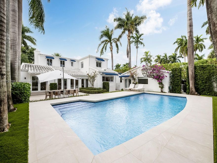 A classic Miami Beach residence on the inland side of prestigious North Bay Road, this 2,880 square-foot single family home was designed in 1925 by the pioneering Florida architect Russell Pancoast, in a traditional style echoing the flaire of the art deco avant garde. The four bed, four bath home was recently renovated to incorporate today’s high-end amenities, such as a chef’s kitchen with Wolf and Subzero appliances, an open floor plan, advanced lighting, sound, and security systems, and a large pool. Classic luxuries of subtropical living, such as the grand staircase, the pool house, a variety of outdoor living spaces, and the ever-iconic Florida Room, have been preserved and enhanced, creating a timeless residence for effortless contemporary life.