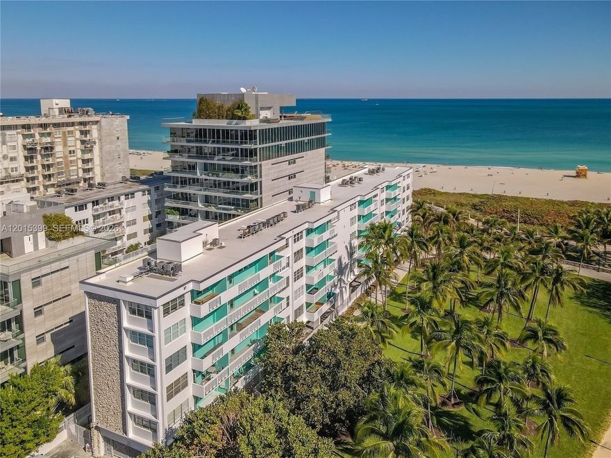 Discover a rare opportunity to own in one of South of Fifth’s most desirable oceanfront locations. Perfectly positioned directly on the sand near South Pointe Park, this bright and beautifully appointed 1-bedroom, 1-bath residence offers protected park and side ocean views that will never be obstructed. Natural light fills the spacious interior, featuring a charming breakfast nook and modern white kitchen with quartz countertops and a premium SMEG refrigerator. Enjoy sunrise coffee or evening sunsets from the private balcony overlooking lush greenery and the Atlantic Ocean. Located within a quiet boutique building where residences rarely become available, residents enjoy a private beachfront lifestyle with direct beach access, covered gated parking, EV charging stations, and a peaceful residential atmosphere rarely found on Ocean Drive. The building has completed its 50-year recertification and complies with current structural integrity and reserve requirements. Ideally located moments from Miami Beach’s top restaurants, marinas, parks, shops, and entertainment. Flexible 6-month rentals make this an exceptional primary residence, pied-à-terre, or investment opportunity.