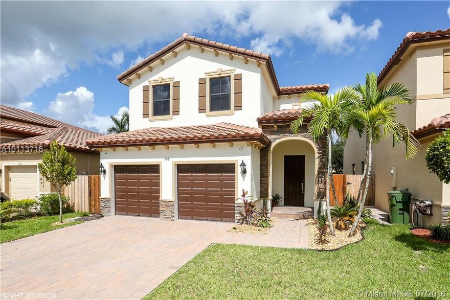 Impeccable 5/3 home in the new Sonoma community at The Vineyards! This lovely home features a spacious layout, with one bedroom and full bathroom downstairs. High ceilings with ample living areas, and kitchen with wood cabinets and stainless steel appliances. All tile floors downstairs, and gorgeous Tuscan Olive hand scraped laminate upstairs. Backyard is fully fenced and landscaped, with a wrap around pavered patio. Sellers are motivated! Buy this mint condition home for less than the builder! Fast move!