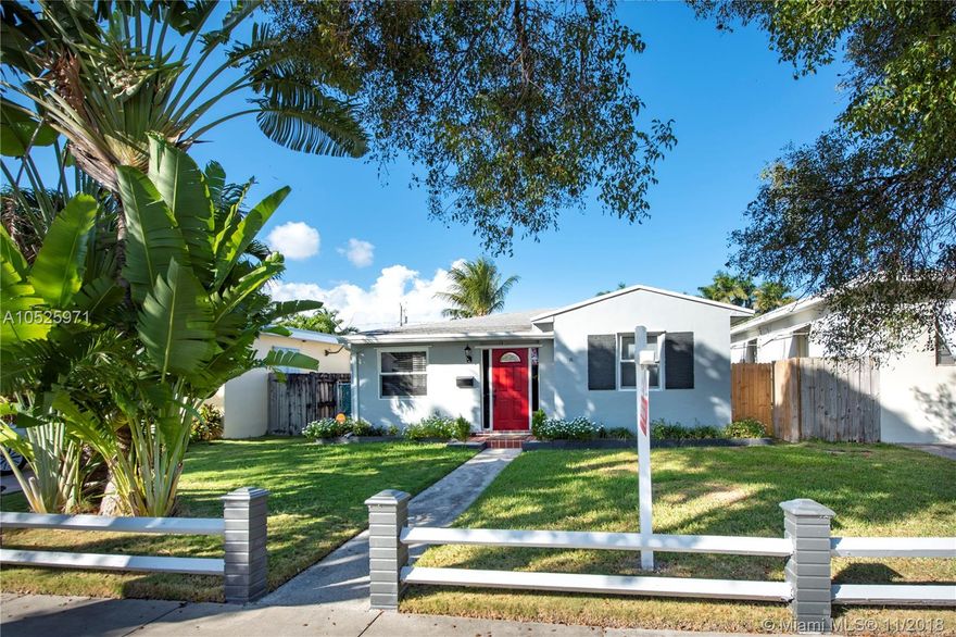 Come experience this large and beautifully renovated 3/2 single family home with a large salt water pool and space for carport. Kitchen features new cabinets, countertops, and state of the art kitchen appliances including a gas stove. Beautiful hardwood floors throughout. Split bedroom plan. All three bedrooms rooms are large enough to fit a king size bed.  Large and open living room space. Hurricane impact windows in the front and back of the house and bertha hurricane shutters for the remaining windows. Large size backyard big enough to fit a small boat and built in grill for entertaining. Separate laundry room with full size washer and dryer.  Roof and AC replaced under 4 years, pool pump was replaced 3 years ago, electrical system upgraded and the home has a security system. NO HOA!