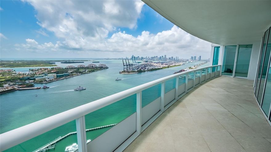 Rarely available the 02 line on the 36th floor at Murano. Enjoy unobstructed views of the beach, fisher island and downtown from this flow thru unit. Floor to ceiling windows open onto private terraces. Custom details include gourmet kitchen with top of the line appliances, Brazilian cherrywood floors and large custom closets. Murano offers 5 star amenities to include 2 pools, gym, tennis, 24 hour security, concierge and valet. Close to all the restaurants and bars in the exclusive Sofi neighborhood.