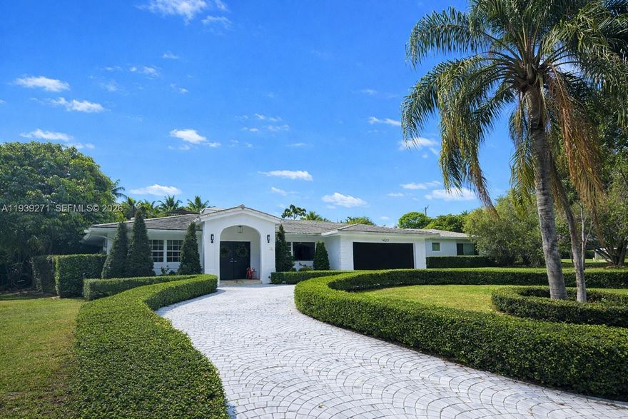 Beautifully remodeled 4-bedroom, 4-bath home with an office, located in the exclusive Gables by the Sea community. This 3,329 sq. ft. residence features a split floor plan, an open kitchen/dining area, and sleek porcelain floors throughout. Essential systems have been updated for worry-free living, including upgraded plumbing and new air conditioning units (2022) and a roof less than 7 years old. Impact windows and doors flood the space with natural light while ensuring safety. Entrance door and garage door were replaced in 2025. The spacious 10,699 sq. ft. lot offers a private pool, circular driveway, and a 2-car garage. Just steps from Coral Bay Park and Gulliver Academy, this home delivers luxury, comfort, and a prime location. Click the video link for a virtual tour of the property!