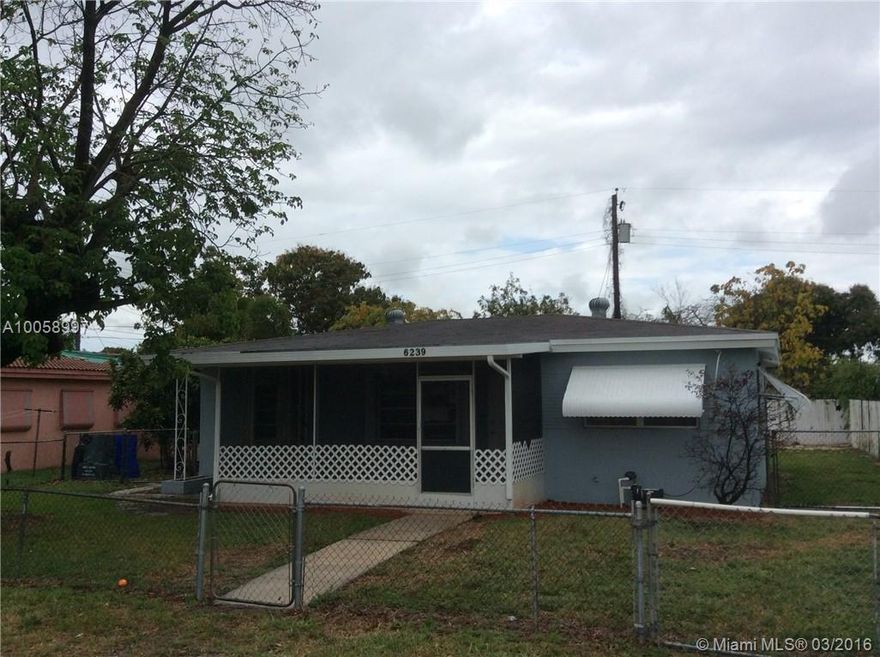 Great starter home in Hollywood with 2-bedrooms and 1-bath. Just painted last week!  Adorable front patio to greet your neighbors. Private back patio with secluded yard. Both patios are fully screened.  Home situated on a large open parcel of land. Wonderful family neighborhood next to Florida Turnpike. Community center, schools are nearby with easy access to major roadways.