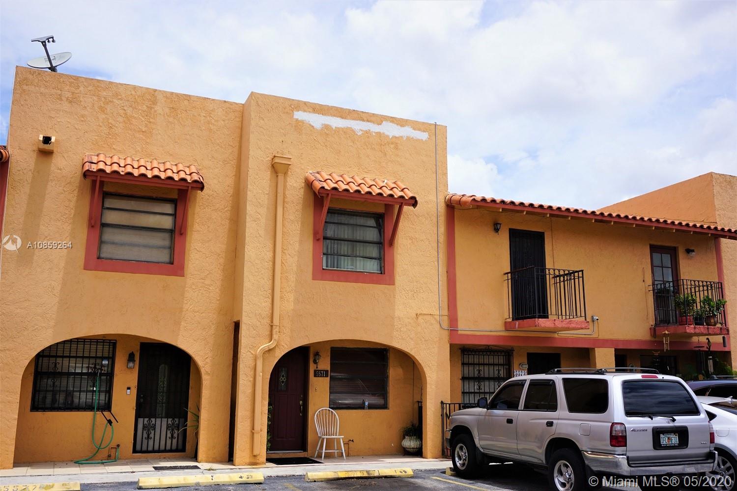 A 2 bedroom 1.5 bath townhouse located in the heart of Hialeah. The property has been tastefully painted throughout and features remodeled bathrooms, Full bath upstairs and a half bath on the first floor. The large tiled patio offers space to relax, entertain and has a new gate which opens to the width of the patio and offers additional space for storage and even room for a small boat and trailer. Walking distance to Jose Marti Academy, Ben Sheppard Elementary School, Publix, Bucky Dent Park with 25 acre facility with 4 softball fields, recreational building, water park and is home of the city's only indoor basketball gym, close to 826 and much more. Extremely low maintenance $100/month. Location, location, location. A must see.
