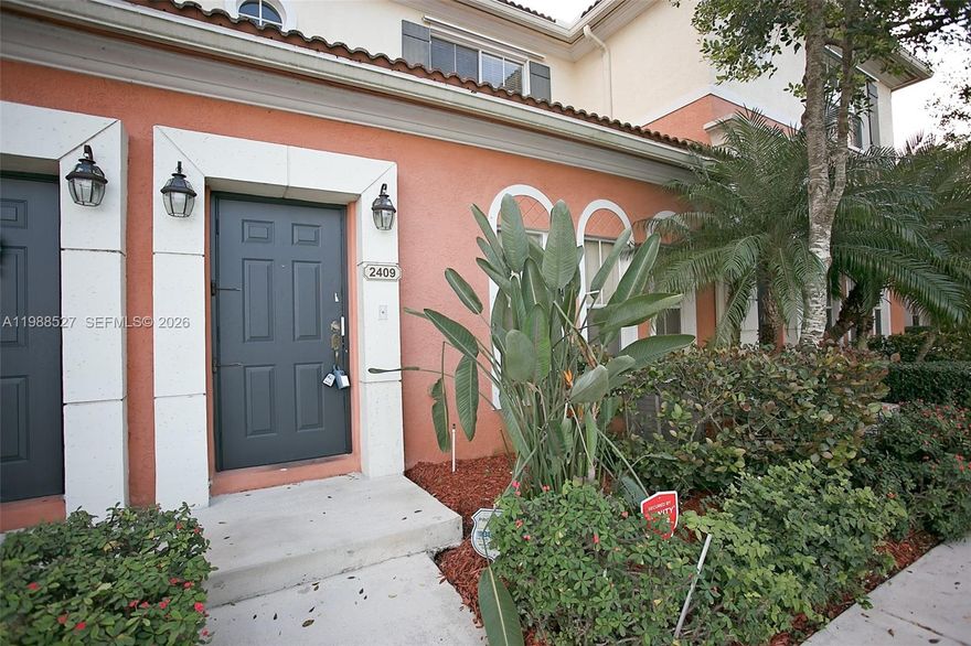 This beautiful three-bedroom townhouse with two car garage offers over 1600 square feet of living space. Updated kitchen, high volume ceilings, dining area, spacious great room and full size washer & dryer are just a few of the appealing features. Large master bedroom offers walk-in closet and bathroom with double sinks and separate tub and shower. Steps to community pool. Carpet was removed and replaced for laminated floors. No utilities included