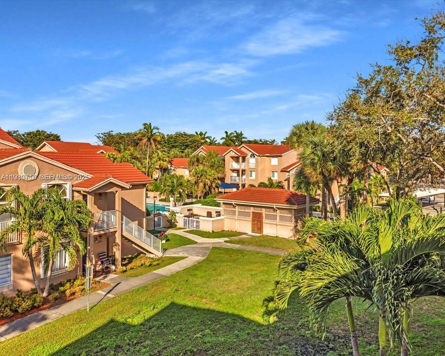 Investor Wanted! Discover this beautiful top-floor condo in Kendall. Royal Palm Place is a desired Hammocks Community. This bright and airy 2BR/2BA unit features an open layout with vaulted ceilings and plenty of natural light. The split bedroom design ensures privacy, and the unit includes tile flooring throughout, an private balcony with extra storage, and an in-unit washer and dryer. Freshly painted with no special assessments, this condo is an ideal investment—leasing is permitted immediately. The HOA covers water, sewer, and pest control. Residents enjoy community amenities like a pool, playground, and gated security. Located near parks, shopping, dining, and highly-rated schools, this is a must-see opportunity in South Florida. The owner is motivated—don’t wait!