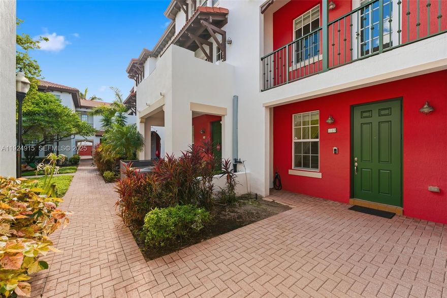 Beautiful 3-story townhouse centrally located in the heart of Miramar. This well-maintained home features charming curb appeal with vibrant exterior accents, lush landscaping, and a private rear-entry garage with a spacious brick driveway. Enjoy flexible multi-level living perfect for families, guests, or a home office setup. The community offers peaceful walkways, tropical greenery, and convenient access to major highways, shopping, dining, schools, and parks.
