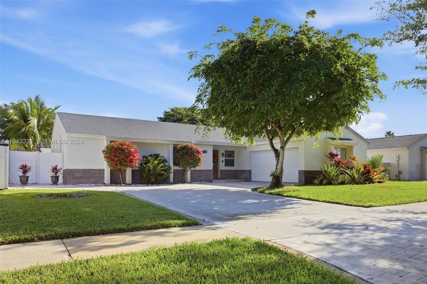 Welcome to this 3bedroom 2baths and 2-car garage gem. This home offers lots of natural light, perfect balance of space that flows seamlessly throughout the living areas, perfect for entertaining. Lots of curb appeal in a Very quiet family-oriented neighborhood. Tile flooring throughout, stainless steel appliances, spacious kitchen, family room, covered patio backyard for entertaining. Lots of outdoor space for gardening or creating your perfect outdoor sanctuary. Centrally located to shopping, schools, parks and highways. Roof 2 years old, impact windows. A fantastic opportunity to make this your dream home.