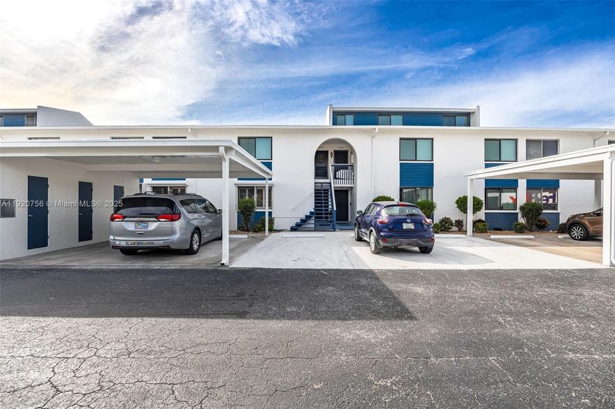 First-floor condo in the friendly La Palapa community, walking distance to downtown Cape Coral’s dining, shopping, and nightlife. Features a semi-open layout, screened lanai, and a fully renovated kitchen with granite counters, bar seating, and convection oven. Split-bedroom plan provides privacy; primary suite offers water views and lanai access. Upgrades include renovated baths, plantation shutters, tile throughout, new hot water heater, hurricane shutters, and no prior storm intrusion. Comes with extra storage and carport parking. Optional boat slip available with quick access to the Caloosahatchee River and Gulf. Community pool overlooks the canal. HOA covers insurance, water, sewer, trash, pest control, landscaping, and more—perfect for low-maintenance living, whether seasonal or full-time.